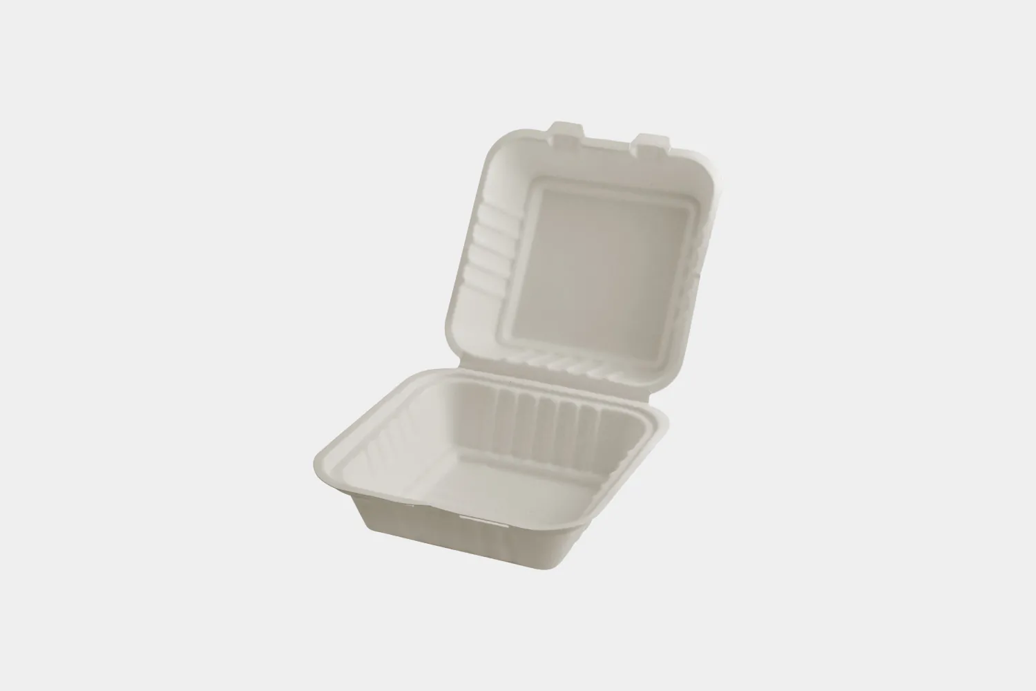 9″x9″ Square Bagasse Food Container Hinged Lid view 3